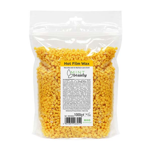 MINTbeauty Hot Film Wax Natural 1000g, wosk twardy do depilacji w granulkach, naturalny MINTbeauty Hot Film Wax Natural 1000g, wosk twardy do depilacji w granulkach, naturalny